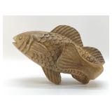 13" hand carved wood fish sculpture