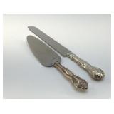 SILVER PLATE, WEDDING CAKE SERVER, KNIFE