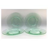 1930S URANIUM GLASS DESSERT PLATES, GLOWS 8"