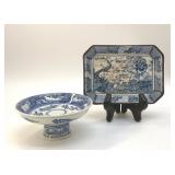 VINTAGE ASIAN BLUE AND WHITE DISHES
