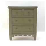 VTG GREEN, RUSTIC, MINI CHEST OF DRAWERS