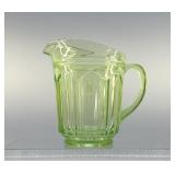 URANIUM GLASS PITCHER GLOWS 5 1/4"