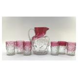 1890 ROYAL IVY NORTHWOOD PITCHER, GLASSES