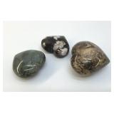 3 QUARTZ CRYSTAL HEARTS 2.5"