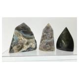 3 QUARTZ, CRYSTALS GEODES 3"
