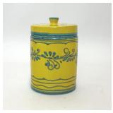 VTG YELLOW BLUE ITALIAN POTTERY CANISTER