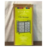 NEW IN BOX 7 BIN ROLLING STORAGE CART