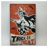 TRICK OR TREAT WITCH HALLOWEEN METAL SIGN