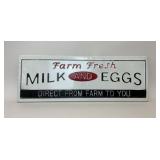 FARM FRESH MILK AND EGGS METAL SIGN