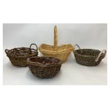 4 ASSORTED WICKER BASKETS