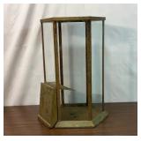 LARGE GLASS CASE WITH METAL DOOR, TRIM