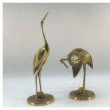 PAIR OF BRASS  HERONS 12"