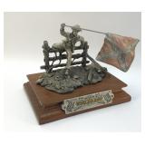 SIGNED STARS AND BARS, PEWTER FIGURINE BARNUM