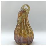 AMBER BLOWN GLASS GOURD 11"