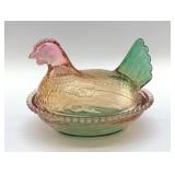 MULTICOLOR HEN ON A NEST 6.5 INCHES