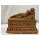 TERRA-COTTA SLEEPING CHERUB GARDEN ART