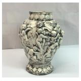 VINTAGE FIGURAL BLACK-AND-WHITE VASE