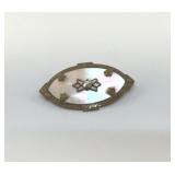 EDWARDIAN OVAL MOTHER OF PEARL RHINESTONE BROOCH