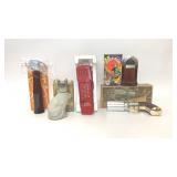 VTG AVON PHONE & ASSORTED GLASS AVON BOTTLES