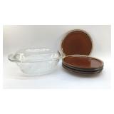 FANTASIA CASSEROLE, HULL BROWN DRIP PLATES