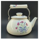 LENOX POPPIES ON BLUE ENAMEL TEA KETTLE