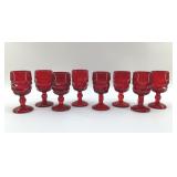 8 RUBY RED VIKING GLASS GOBLETS GEORGIAN 5"
