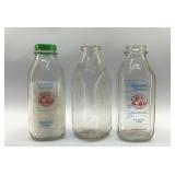 3 VINTAGE MILK BOTTLES