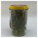 PEANUT BUTTER JAR, FULL OF MARBLES