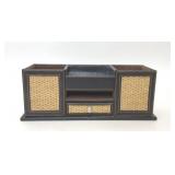 LEATHER RATTAN DESK ORGANIZER