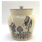 HOME AND GARDEN PARTY POTTERY BISCUIT JAR