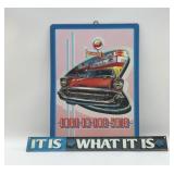 PAIR OF METAL SIGNS, LOST IN THE 50S