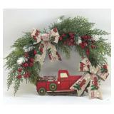 LITTLE RED PICK UP TRUCK CHRISTMAS WREATH