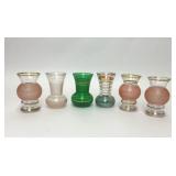 MCM PINK & GREEN GLASS BUD VASES