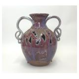1992 NC STUDIO ART POTTERY PURPLE AMPHORA VASE