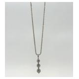 925 STERLING SILVER NECKLACE & 3 STONE PENDANT
