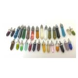30 NATURAL MIXED STONE PILLAR PENDANTS