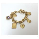 VTG GLORIA VANDERBILT GOLD TONE CHARM BRACELET