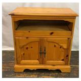 PINE MEDIA STORAGE CABINET WITH PULL OUT SHELF