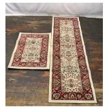 MATCHING PAIR RED ORIENTAL RUG RUNNER