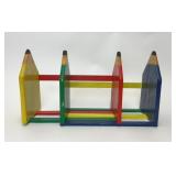 1980s COLORFUL PENCIL SHAPED EXTENDABLE BOOKSHELF