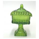 VTG GREEN FLASH WEDDING CAKE BOX CANDY DISH