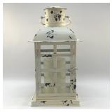 LARGE METAL CHIPPY CANDLE LANTERN 16'