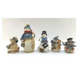 5 SNOWMEN FIGURINES