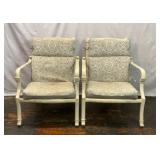WHITE METAL PATIO ARMCHAIRS
