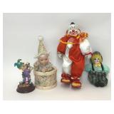 4 PIECES ASSORTED PORCELAIN CLOWNS MUSIC BOX