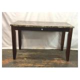 DARK WOOD FAUX MARBLE TOP WRITING DESK