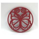 CAST-IRON RED BUTTERFLY TRIVET 8'