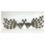 VTG PAIR METAL PEACOCK WALL ART