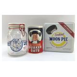 ADVERTISING TINS, GLASS CANISTER MOON PIE