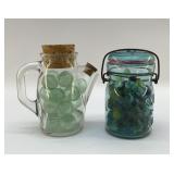 2 JARS OF VTG MARBLES